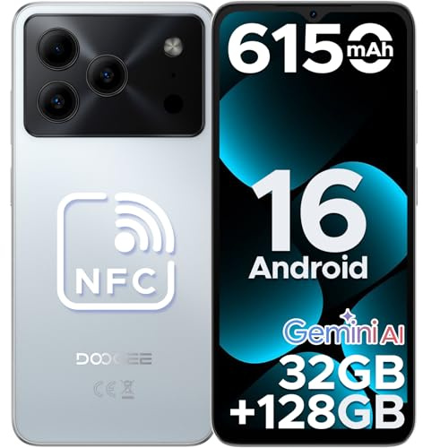 DOOGEESmart Note56 Pro Téléphone Portable Pas Cher Android 16, 6150 mAh Smartphone Pas Cher 32Go+128 Go/2 to TF, écran HD+ IPS 6,56 90Hz,13MP+8MP Telephone, 4G SIM, OTG/NFC/Face ID/3.5mm Jack/GPS