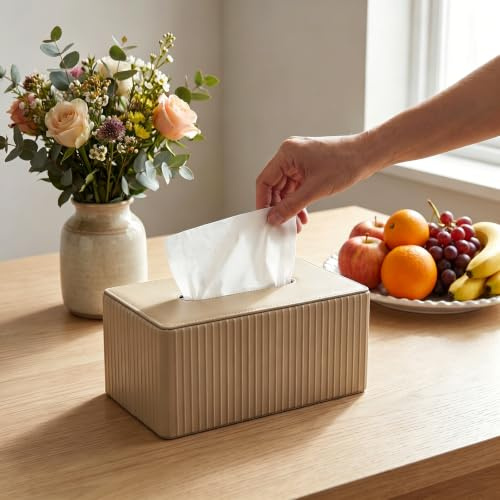 Caja de pañuelos cosméticos, caja rectangular para pañuelos decorativos