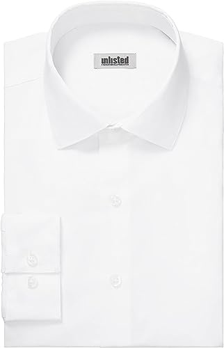Kenneth Cole Unlisted mens Slim Fit Solid Dress Shirt, White, 15 -15.5 Neck 34 -35 Sleeve US