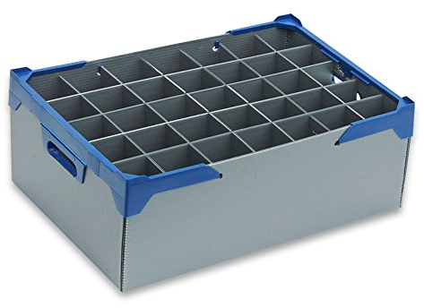 Medium Prosecco Champagne Glassware Storage Box | Glass max. width 65mm, Glass max. height 195mm | Including Lid | 35 Cells