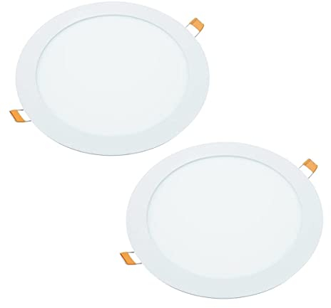 JANDEI – Confezione da 2 faretti LED da incasso rotondi, 18W, 1500 lumen, extrapiatti 13 mm, foro di montaggio Ø200-205 mm, bianco neutro 4200K con trasformatori inclusi