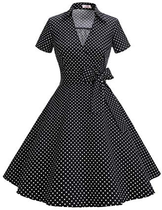 Timormode klänning 50-tal Audrey Hepburn Rockabilly Swing, veckad kortärmad klänning, M