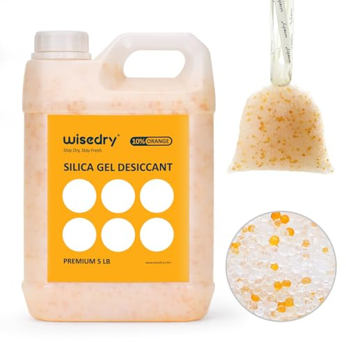 wisedry 2.2KG[5 LBS] Silikagel Perlen Wiederverwendbare mit Farbe indikator Wiederaufladbar Kieselgel Trockenmittel Bulk mit 10 PC-Organza-Drawstring-Beuteln