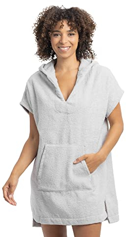 HOMELEVEL Poncho de surf de mujer - Ponchos de algodón con capucha bolsillo y cuello de pico - Albornoz de toalla para natación playa gimnasio