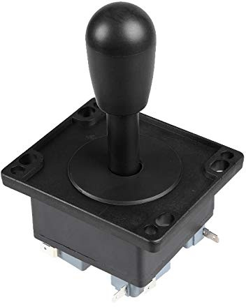 Fosiya American Style 2 pin Stick Happ Type Arcade Joystick Switchable from 8 Ways Operation, Elliptical Black Handle, Precision 0.187 4.8mm Terminal for Video Games Arcade1up Machine Parts (Black)