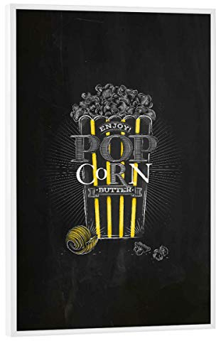 artboxONE Poster mit weißem Rahmen 75x50 cm Film Popcorn Butter Black - Bild Popcorn Bucket Buttered