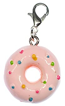 Miniblings Bijoux fantaisie plaqué argent à la main I Pendentifs Donut perles colorées charm glaçage rose bonbon saupoudre gâteau - Tirette breloque pendentif - pendentif pour bracelet