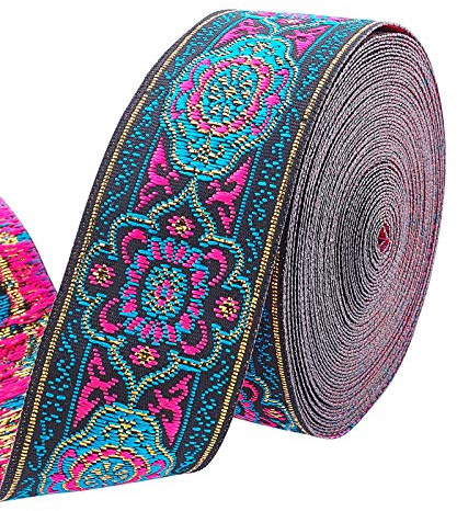 PH PandaHall 7m Nastro Jacquard Vintage 33mm Nastro Ricamato Etnico