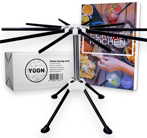 YUGN Secador de Pasta de Acero Inoxidable. Contiene 10 Brazos y es Apto para lavavajillas. para la fabricación de Pasta y Espaguetis.
