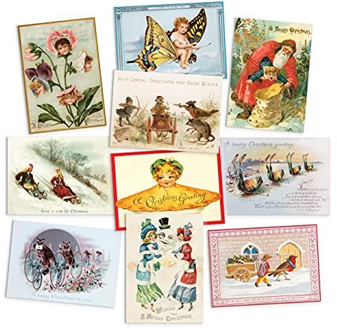 Viktorianische Postkarten, 10 Stück, Weihnachtskarten, lustig, niedlich, einzigartig