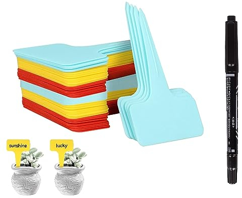 Mizijia Etichette per Piante,60 pcs Marcatori a T per Piante (10 x 6 cm),per Etichette plastica per Piante da Giardino, Semi Erbe in Vaso (Mescolare 60)