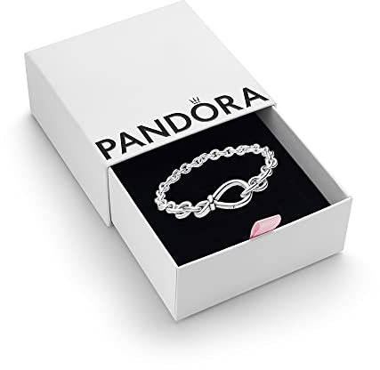 PANDORA Moments Women's Sterling Silver Chunky Infinity Knot Chain Bracelet, Size 16, With Gift Box