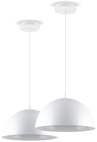 LED Universum 2er-Set Pendelleuchten Jada Weiß Ø30cm x 125cm, E27 Fassung, max. 40W, Hängelampe, Hängeleuchte, Deckenlampe, Wohnzimmerleuchte, Kinderzimmerlampe, Metall