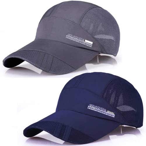 BEISIJIA Ultratunn snabbtorkande sol UV skydd baseballkeps mesh andas utomhus sport löppmössa unisex, grå + marinblå, one size