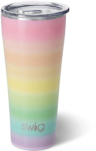 Swig Life XL 900 ml Becher, isolierter Kaffeebecher mit Deckel, Becherhalterfreundlich, Edelstahl, extra große Reisebecher isoliert für heiße und kalte Getränke (über dem Regenbogen)