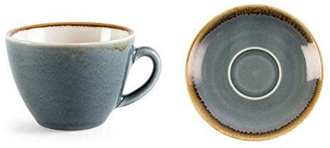 Olympia Kiln Cappuccinotasse, Ozean, aus Porzellan, 230 ml, 6 Stück Espressountertasse – Ozeanblau (Ocean) – Porzellan – 115 mm – 6 Stück