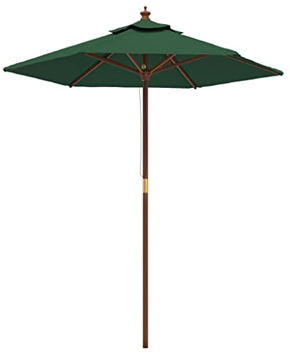 vidaXL Garden Parasol, Umbrella for Outdoor Patio Beach Pool Balcony, Sun Shade with Wooden Pole Green, Sun Shelter Canopy UV Protection