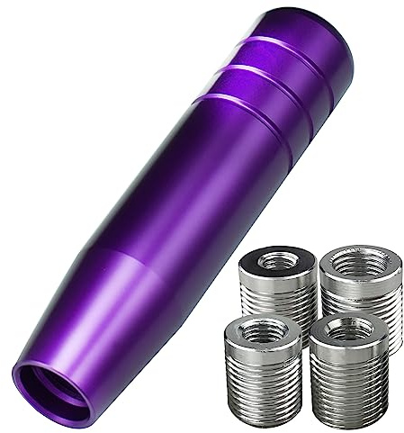 YCooiFo Long Shift Knob, 5.12 Lightweight Car Gear Shifter knobs of Aluminum Alloy Fit Universal Manual Vehicle with 4 Threaded Adapters M8 M10 M12 x 1.25, M10x1.5 (Purple)