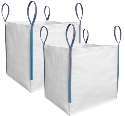 TGL PACKAGING 2 Pieces 85x85x85cm 1 Tonne Builders Bulk Bag – Heavy Duty FIBC Sack with 4 Lifting Handles, Recyclable Woven Polypropylene Bag for Garden Waste, Rubble, Sand, Aggregates