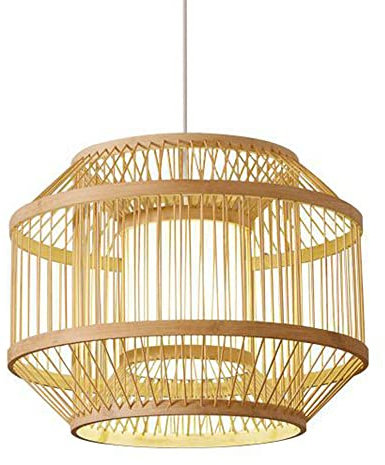 PHASZ Lustres délicats E27 Cage en tricot à la main Abat-jour Suspension Lumière Salon Bambou Plafond Lampe à suspendre Salle à manger Pendentif Lumière Restaurants Lustre