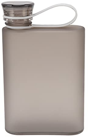 Borraccia Piatta da 380 Ml/13,3 Once, Bottiglia D'acqua Piatta Sottile Riutilizzabile Trasparente, Bottiglia D'acqua di Carta Portatile Quadrata Trasparente Viaggi borraccia da borsa Per Sport(grigio)