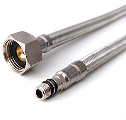 Xcel Home 2x M8 x 1/2 BSP (600mm) Edelstahl Flexschlauch-Verlängerung | Geflochtene, flexible Wasserleitung | Flexi Rohr Anschluss, Paar | Küchen Monobloc-Armaturen | Rost, Korrosion und Bleifrei