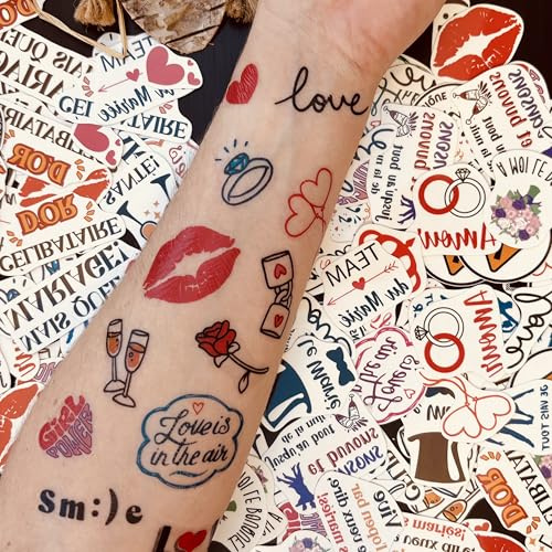 Yatatu - Tatuajes Temporales para Bodas - Más de 130 Calcomanías para Bodas con Diseños Variados - Piezas Individuales Listas para Usar (Pack en Español)