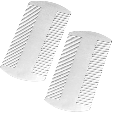 2 Stück Edelstahl Bartkamm Metall Doppelseitiger Kamm antistatisch EDC-Kamm für Männer Schnurrbartkamm tragbarer kamm für Geldbörse und Tasche