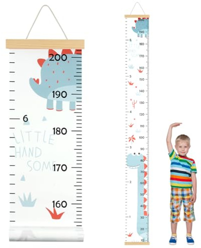 Aolso mätplatta för barn, storleksmätare för barn, måttband barn, babytillväxtbord, vägghängande växtbord, dekoration barnrum, mätlinjal för spädbarn, flickor, pojkar (dinosaurier)