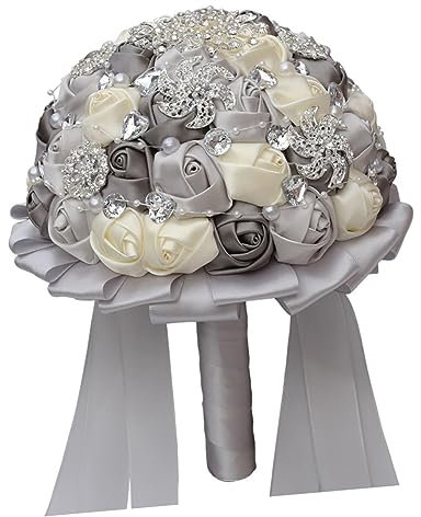 PRETYZOOM 1Pezzi Bouquet Sposa Artificiale Bouquet da Nozze in Bianco e Scuro Bouquet da Sposa e Vividamente Realistico per Matrimonio e Decorazioni Domestiche