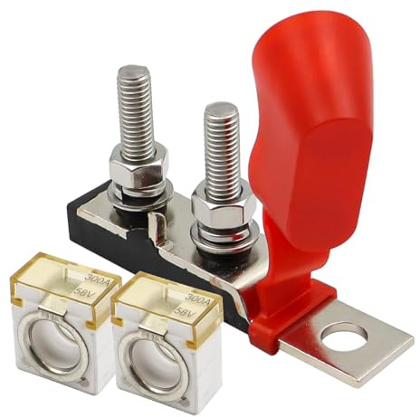 Hsthe Sea Bloc de fusible Terminal 300A, Support Compact à Double Goujons pour fusible de Batterie Marin Porte-fusible