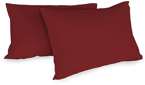 Zer0bed, Par de Fundas de Almohada de algodón de 52 x 80 cm, sangría, Juego de 2, Color Liso, 100% algodón, cojín Cama, Cierre de sobre