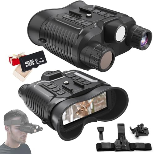 BraveKing 4K Nachtsichtgerät Kopf Montiert mit 3D-Vision-Effekt Infrarot Digital 8X Zoom Nachtsichtbrille Jagdfernglas für Erwachsene Nachtsicht und Tag Freihändiges NGV für Helm mit Taktischem Licht