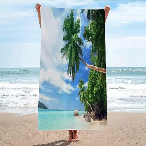 okoikfc 3D Strandtuch 90x180 cm Meerblick Badetuch Groß Meerblick Microfaser Handtücher Weich Schnell Trocknen Strandhandtuch Herren Frauen Badetücher, Strandtücher Strandlaken Handtuch A1523