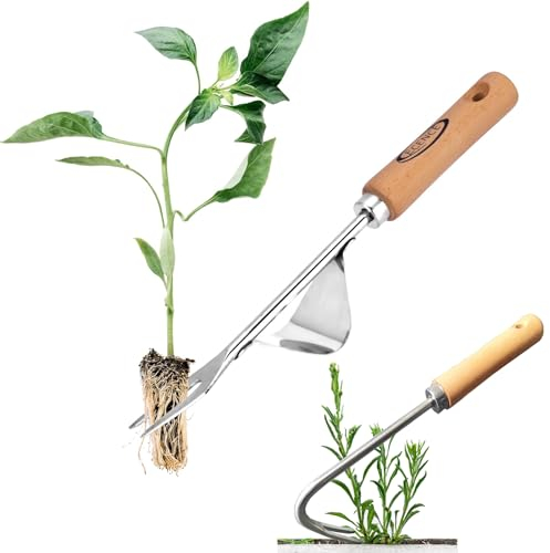 Gentpovth 2 Stück aus Edelstahl Gartenarbeit Hand Unkrautstecher, Arbeitssparender Effizienter Unkrautstecher mit Holzgriff, Wurzelentfernung Artifact, Gartenwerkzeug zum Entfernen von Moos, Unkraut