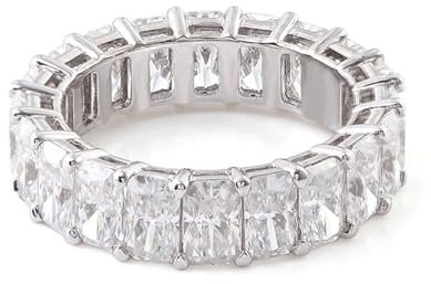 Epinki Echt Goldschmuck, 18 Karat 750 Weiß Gold Ringe, Ewigkeit Hochzeitsring mit Rechteck Moissanit, 18K Gold Verlobungsring Trauringe Gr.49 (15.6)