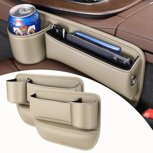 ZXHHXEB Autositz-Lückenfüller-Organizer für VW UP 2011–2023 Autositz Lücken Organizer Autositz Gap Plug Lückenstopfen,2 Pack Beige