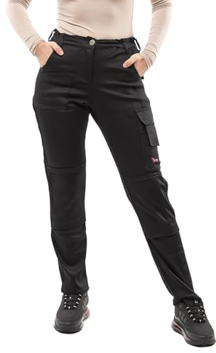 strongAnt Damen Arbeitshose komplett Stretch für Frauen Bundhose mit Kniepolstertaschen - Schwarz. Größe 36