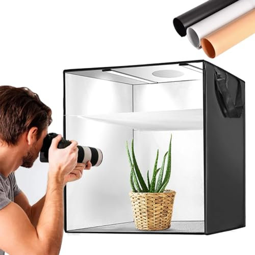 Fotografiljuslåda,Bärbar Softbox Photo LED-ljuslåda,Bärbar Photo-Box-bås, Med 3 färger bakgrund (80cm)