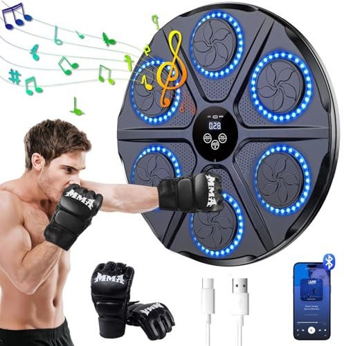 Music Boxing Machine, Smart Music Boxing Machine,LED Licht Elektronische Boxmaschine mit Musik und Boxhandschuh,Bluetooth Musical Boxing Machine mit 12 Geschwindigkeitsmodi für Erwachsene und Kinder