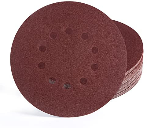 SZTVECFW 225mm Sanding Discs Hook and Loop 40/60/80/100/120/150/180/240 Grits Sandpaper Set 8/10 Holes Sanding Pads Assorted for Drywall Sander and Polisher(25PCS 80 Grit 10 Holes)