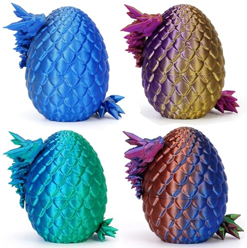 zhancydeal 4er Set Miniatur Dracheneier (7 cm) – 13cm bewegliche Gelenke Drachen spielzeuge, Kristall Drachen, Ostereier, Ostergeschenke Kinder–Geeignet als Spielzeug ab 5/6/7/8/9 Jahre Jungen Mädchen