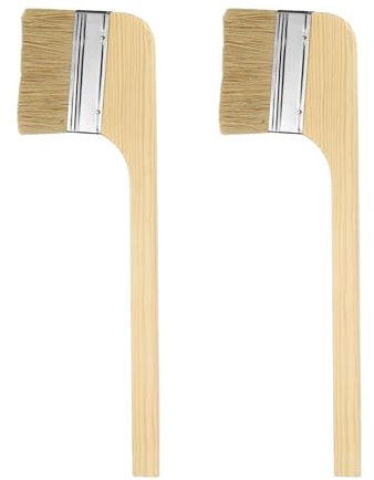 sourcing map Paint Brush 2Pcs 4 Brush Width Reusable Variety Angled Bend Brushes Radiator Paint for All Latex Oil Painting Furniture Walls Treatment, Brown