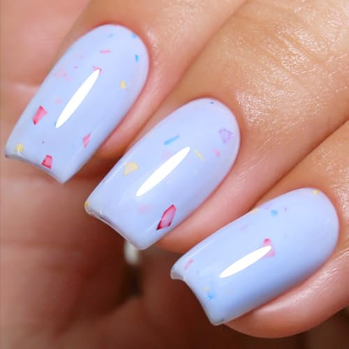 Ozzeal Pastel Gel Polish,15ML Light Blue Flake Glitter Gel Nail Polish Macaron Spring Summer LED UV Speckled Sparkle Art Starter Manicure Salon Nail
