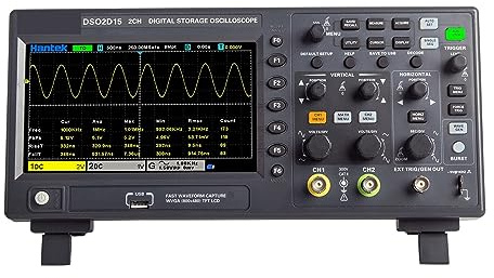 POOIQX Osciloscopio Digital DSO2C10 2C15 2D10 2D15 2CH 100/150MHZ Almacenamiento Osciloscopio 1G Muestreo con Fuente de señal,Análisis Profesional(2D10)