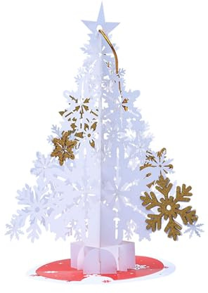 XINAJUND Weihnachtskarten 3D Popup Schneeflocke Baum Grußkarte Nachrichtenkarten Weihnachtsdeko Für Einladung 2024 Neujahr