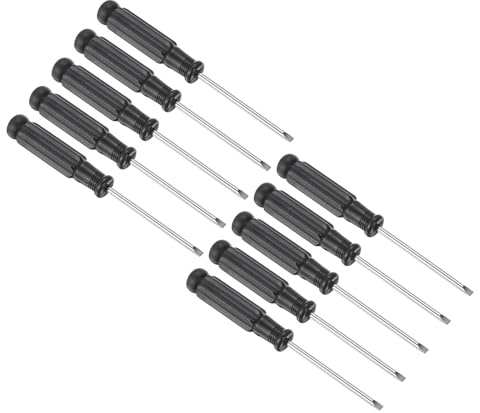 TOP-VIGOR 10pcs Mini Slotted Screwdriver 2.5mm Flat Head 95mm Length, Small Precision Screwdrivers with Non-Slip Handle for Electronics, Glasses, Watch, Computer and Small Appliance Repair
