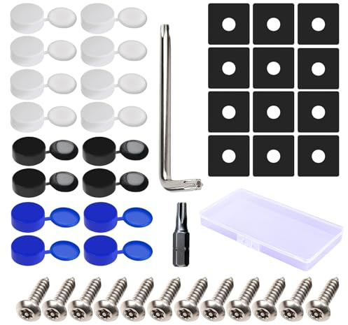 Yqhugbc Kit Viti Targa Auto con Viti Antifurto, Supporto Targa Auto con Tappi, Rivetti Targa Moto, Kit Fissaggio Targhe Completo, M5 x 20mm Adatto per Auto, Camion, Moto, Furgoni