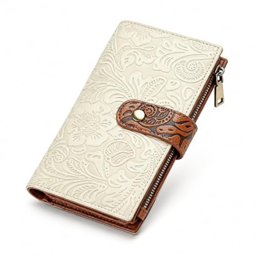 GOIACII Portefeuille pour Femme Cuir Moyen Porte Monnaie RFID Blocage Vintage Court Portefeuilles