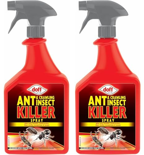 Ant & Crawling Insect Killer Spray 1L – Pack of 2 – Fast-Acting Indoor & Outdoor Bug Spray – Kills Ants, Cockroaches, Woodlice, Earwigs & Crawling Insects